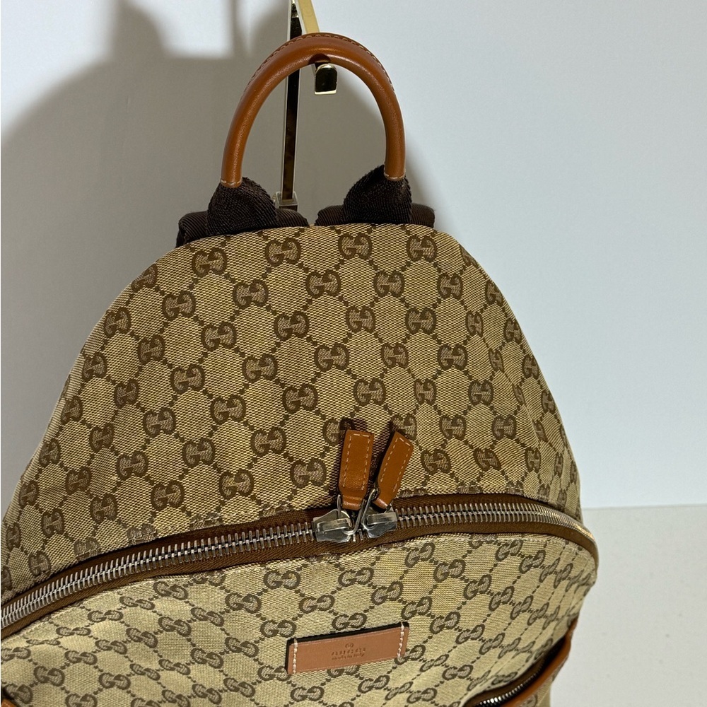 Gucci Beige and Brown GG Canvas Backpack - Picture 3 of 12